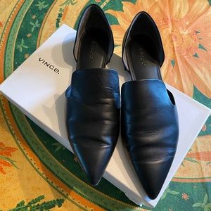 Vince Damris Black Leather Flats - 8.5